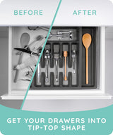 Expandable Drawer Organizer, Gray
