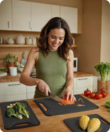 Cutting Board Set of 3, Black/Gray