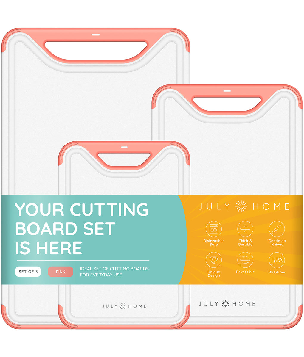 July Home Plastic Cutting Board Set Of 3, Dishwasher Safe With Juice  Grooves And Non-slip : Target