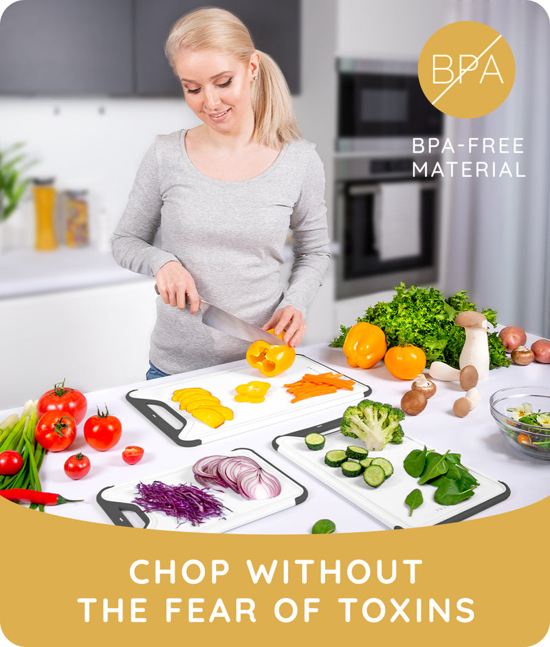 3 Pieces Flexible Plastic Cutting Board Sheets Kitchen Chopping Mat  BPA-Free Set