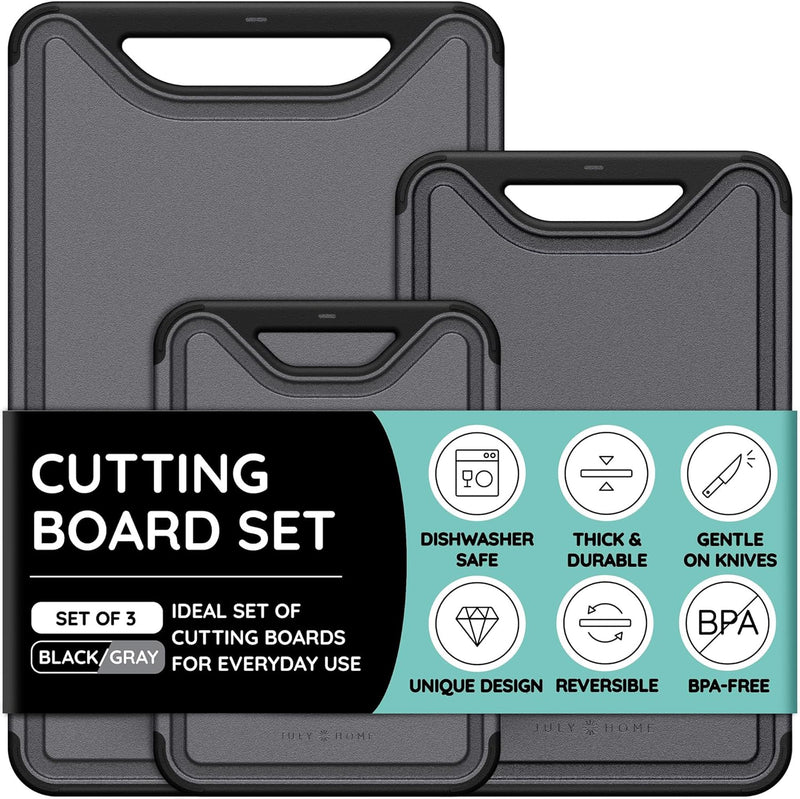 Cutting Board Set of 3, Black/Gray