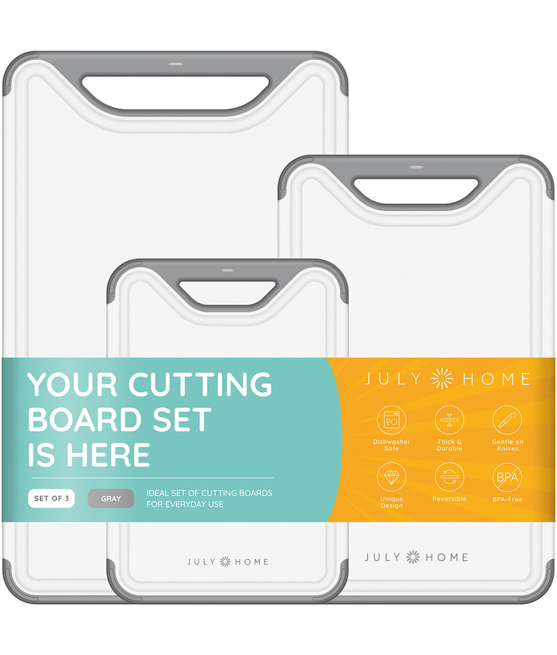 Plastic Cutting Board, 3 Pieces Dishwasher Safe Cutting Boards for